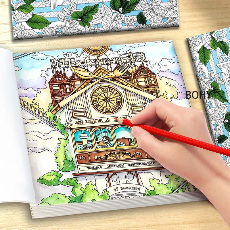 Adult Coloring Book Stress Relief - 1 Kleurboek met tijdreis-thema, 24 pagina's