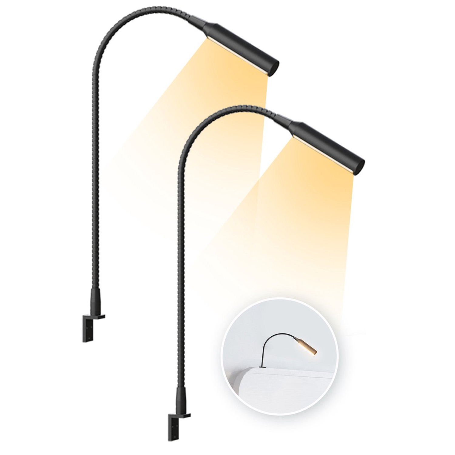Books - 2 stuks LED-leeslamp met dimfunctie, LED-verlichting