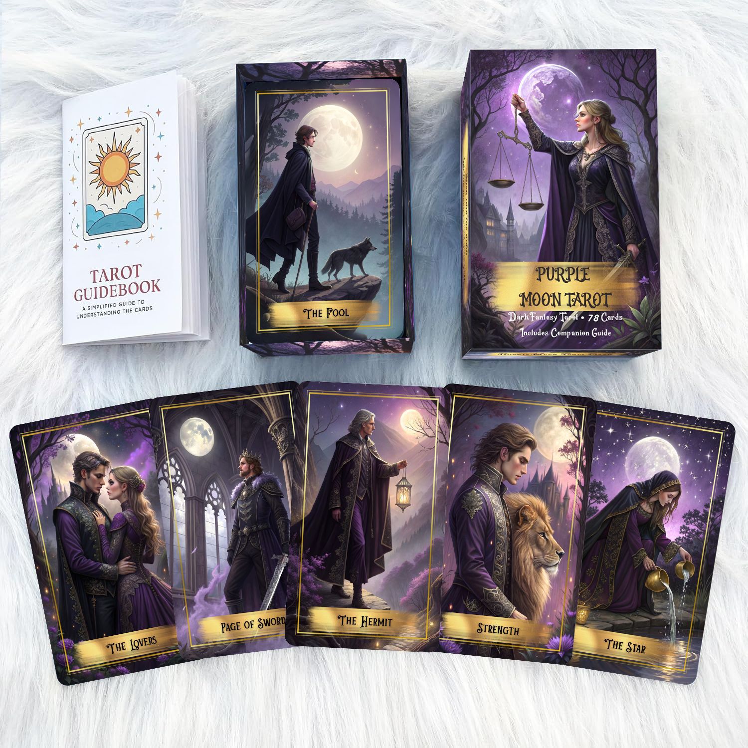 Purple Moon Tarot Cards Deck m - Tarot Deck With Guidebook recensie en prijs